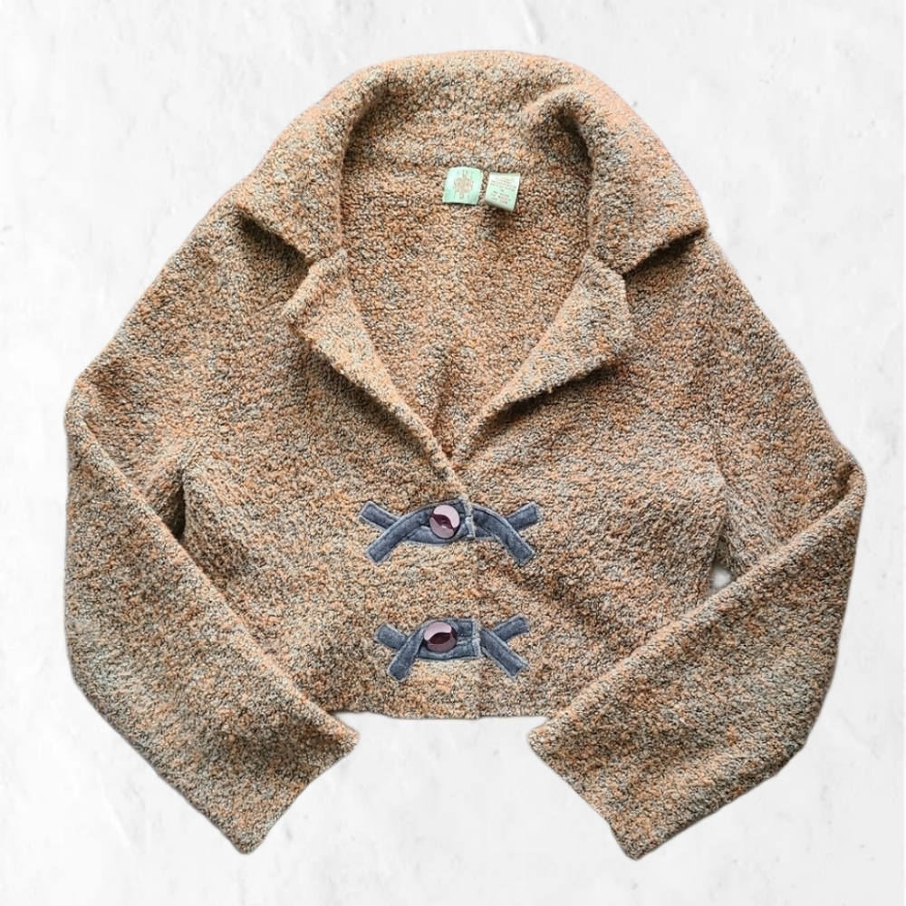 Anthropologie Beige and Charcoal Women's Cardigan
